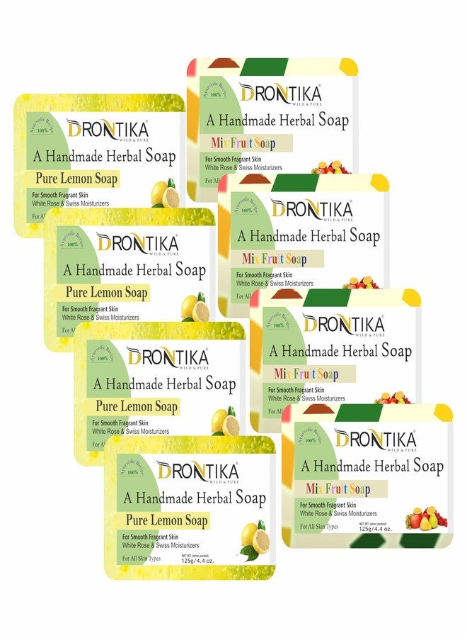 Drontika Wild & Pure Handmade Assorted Bath Soap Lemon and Fruit Combo Of Fresh (Pack Of 8) Each 125gm - Image 1