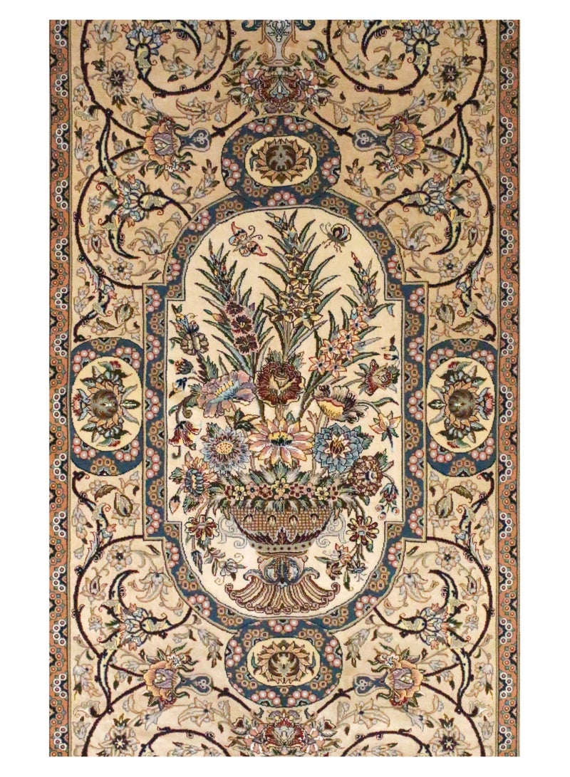 Premium Isfahan Handmade Carpet, Fine Quality, 230cm x 158cm, Vintage Traditional Persian Design  - Image 1