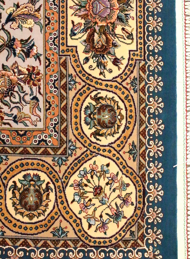 Premium Isfahan Handmade Carpet, Fine Quality, 230cm x 158cm, Vintage Traditional Persian Design  - Image 5