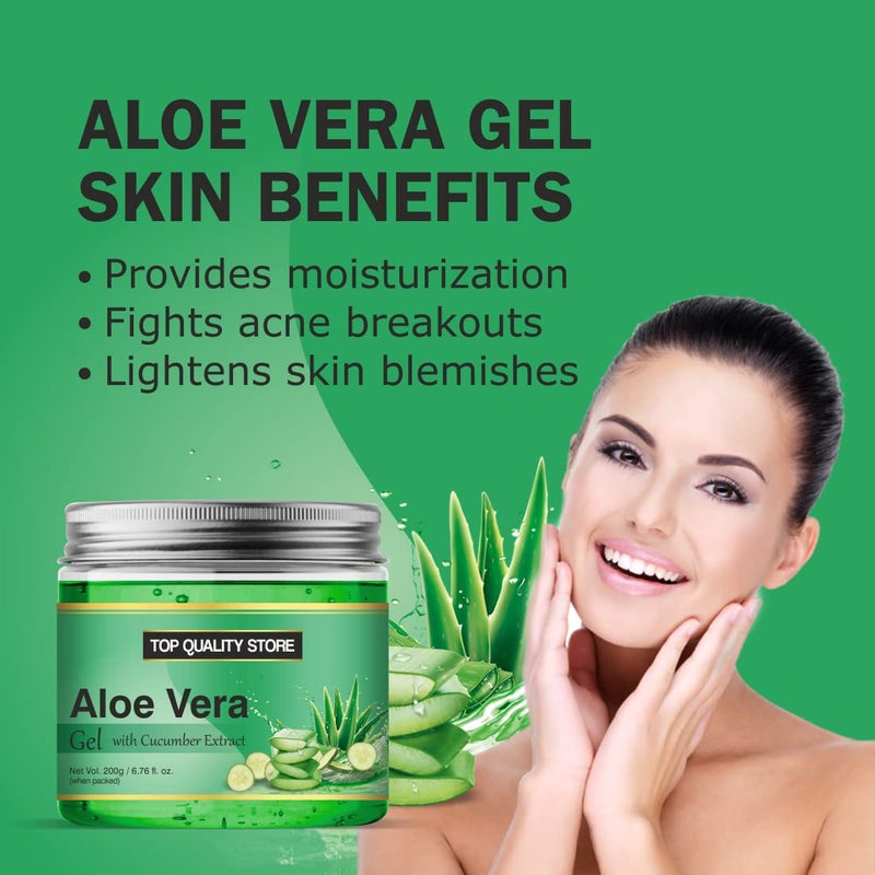 Top Quality Top Quality Store Green Aloe Vera skin Gel 100 Pure Natural Gel Ideal for Skin Face Acne Scars Hair Care Moisturizer Dark  - Image 2