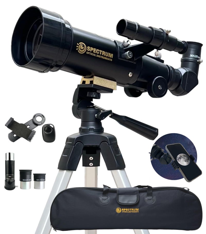 Spectrum Optical Instruments SpectrumOI Telescope for Kids, Telescope for Adults Astronomy Gifts for Kids 8-12 - Premium Refractor 70mm Aperture with Carry Bag and Phone Holder - Image 1