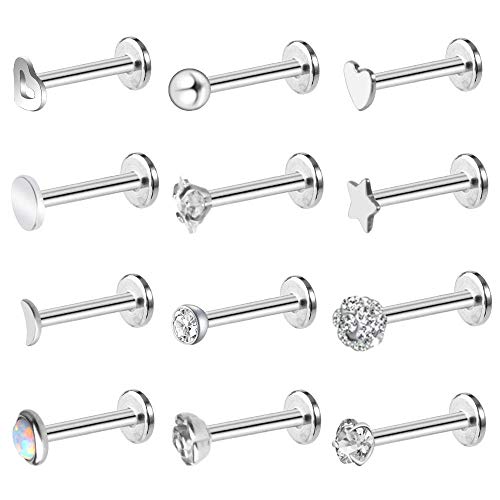 ONESING 18 Pcs 16G Tragus Earrings for Women Piercing Jewelry Cartilage Earring Studs Barbell Lip Stainless Steel - Image 3