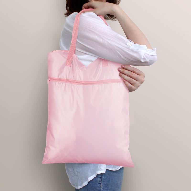 اودين قطعتان من أكياس غسيل السفر مقاومة للماء مع مقبض وحقيبة ملابس متسخة للسفر وسلة غسيل معلقة مع جيبين بسحّاب وقابلة للغسل وإعادة الاستخدام للرياضة والمنزل والسفر والسكن الجامعي (رمادي وردي) - Image 5