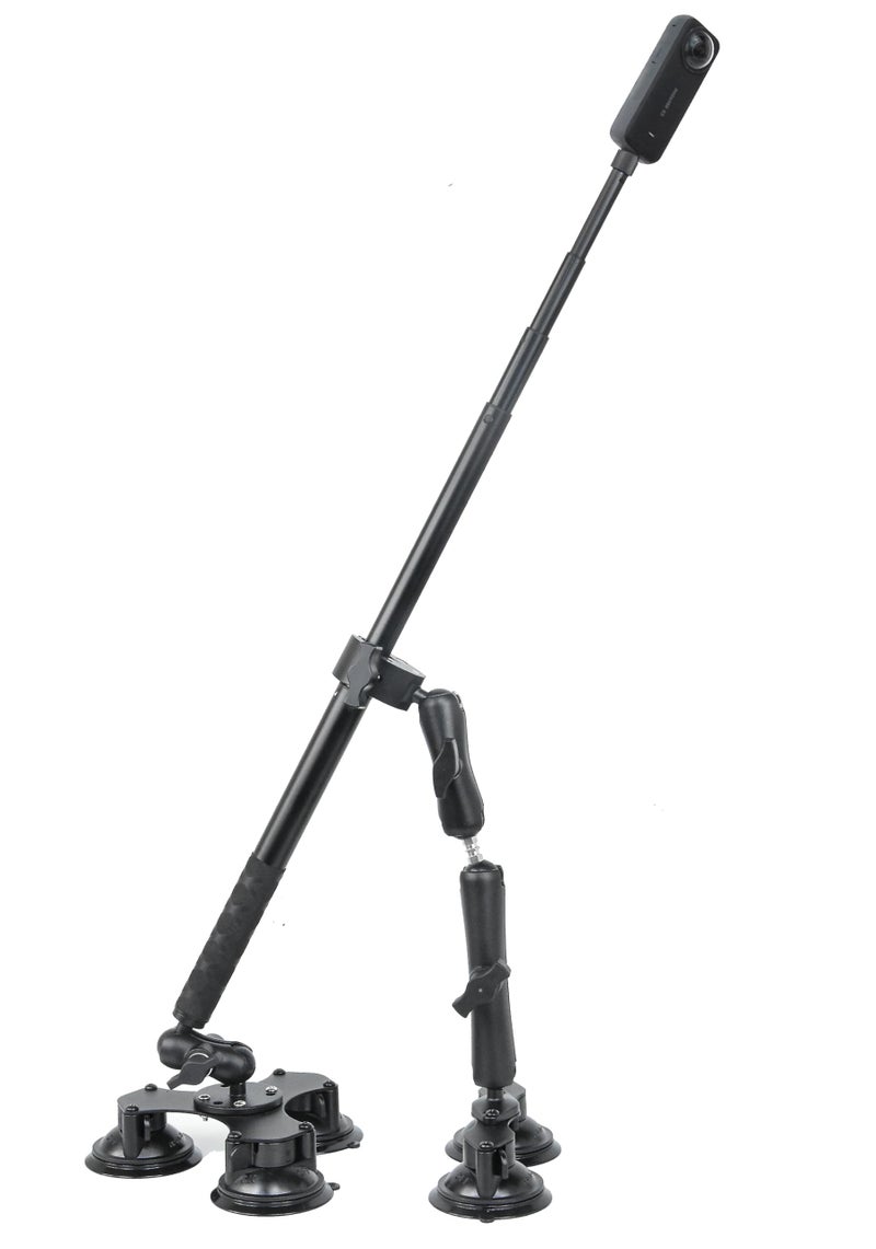 Fotoleey مجموعة تثبيت كاميرا Fotoleey 360 على السيارة مع أكواب شفط لـ Insta360 X4/X5/X3/Ace Pro/Go 3 وGoPro Max/Hero 12/11 - 3 أكواب شفط / 5 مع مشبك فائق وعصا سيلفي لتصوير الفيديو عالي السرعة في السيارة - Image 2
