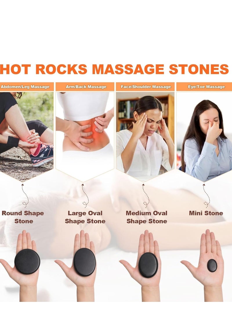 Arabest Hot Stones Massage Set with Warmer, 9Pcs Hot Stones Massage Set with Heater, Portable Hot Rocks Basalt Massage Stones Set with Warmer Kit, for Home Spa Warming Therapy Relax - Image 2