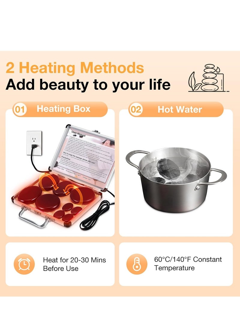 Arabest Hot Stones Massage Set with Warmer, 9Pcs Hot Stones Massage Set with Heater, Portable Hot Rocks Basalt Massage Stones Set with Warmer Kit, for Home Spa Warming Therapy Relax - Image 5