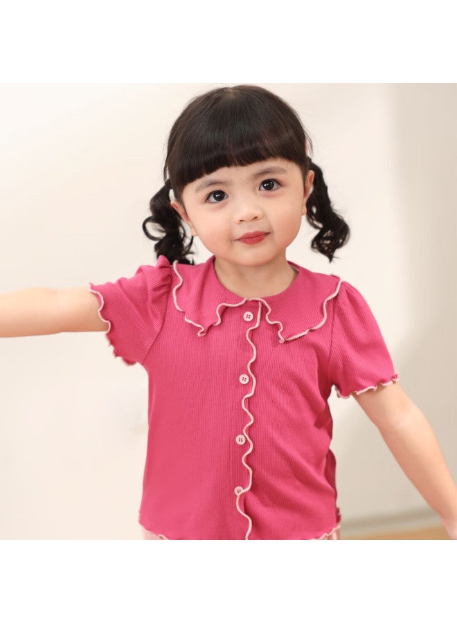 Luson Baby Girl T-shirt Short Sleeve Summer New Style Infant Collar Lace Versatile Thin Top - Image 2