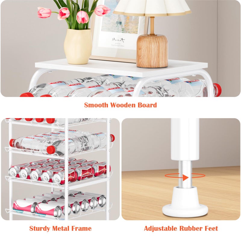 smusei Water Bottle Organizer 7 Tier Free Standing Bottled Water Storage Rack Metal Wire Water Bottle Holder Rack Large Capacity Soda Beverage Drink Stand Shelf for Pantry Kitchen Office, White - Image 2