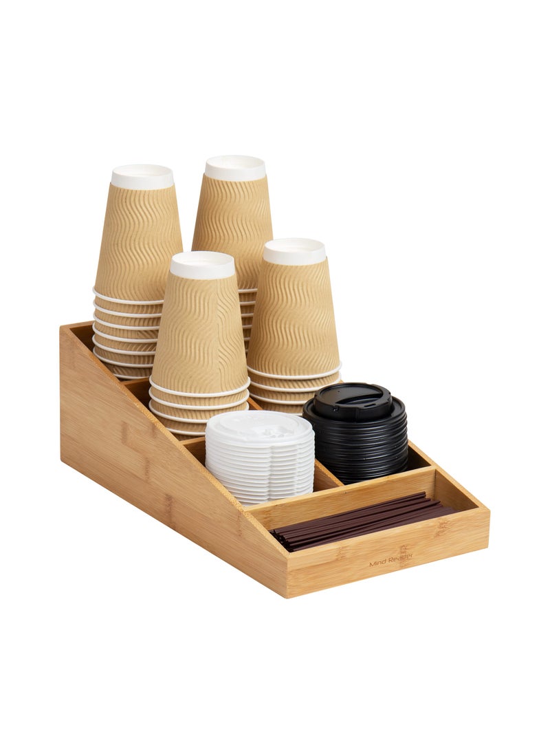 Mind Reader Mind Reader Cup and Condiment Station Countertop Organizer Coffee Bar Rayon from Bamboo  825L x 1475W x 525H Brown 
