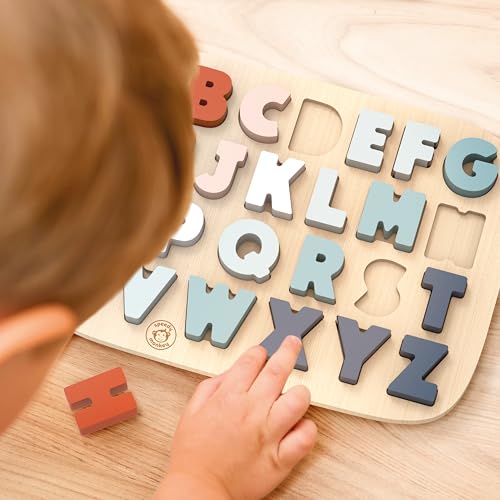 Speedy Monkey Colorful Wooden Alphabet Puzzle Non Toxic ChildSafe Paint Learning Toy for Kids Educational Fun EasyGrasp Letters Enhances Fine Motor Skills - Image 5