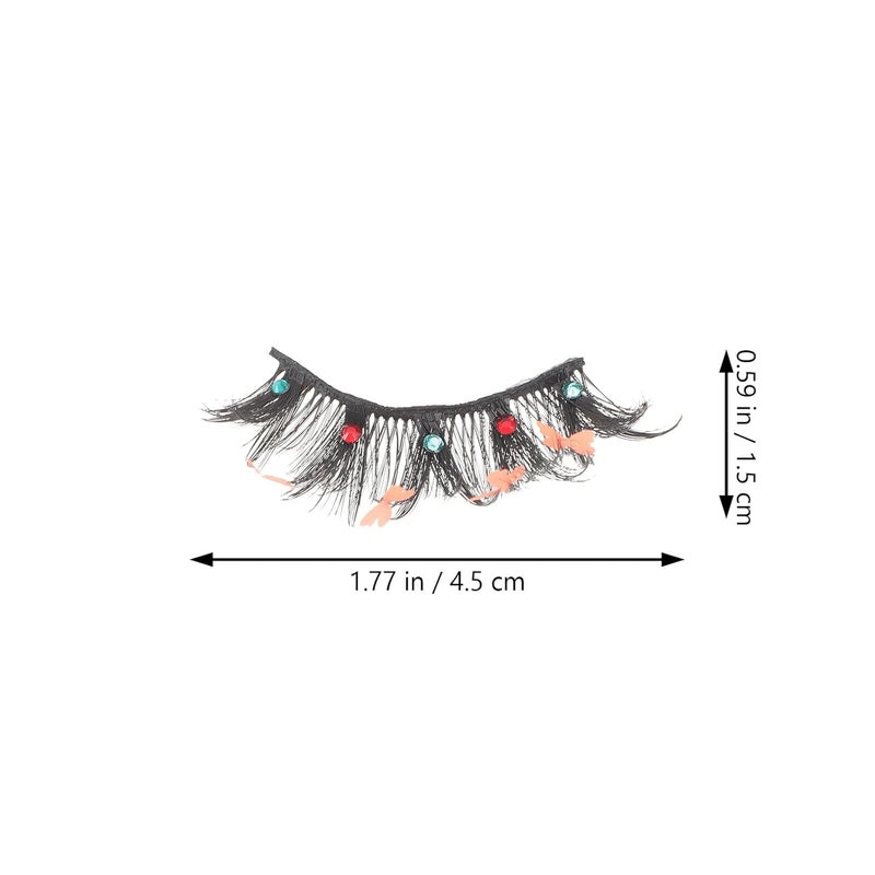 SHOWERORO 3 Pairs Colorful Sequin False Eyelashes Butterfly Decorative Wispy Fake Lashes for Women Stage Makeup Halloween Performance - Image 2