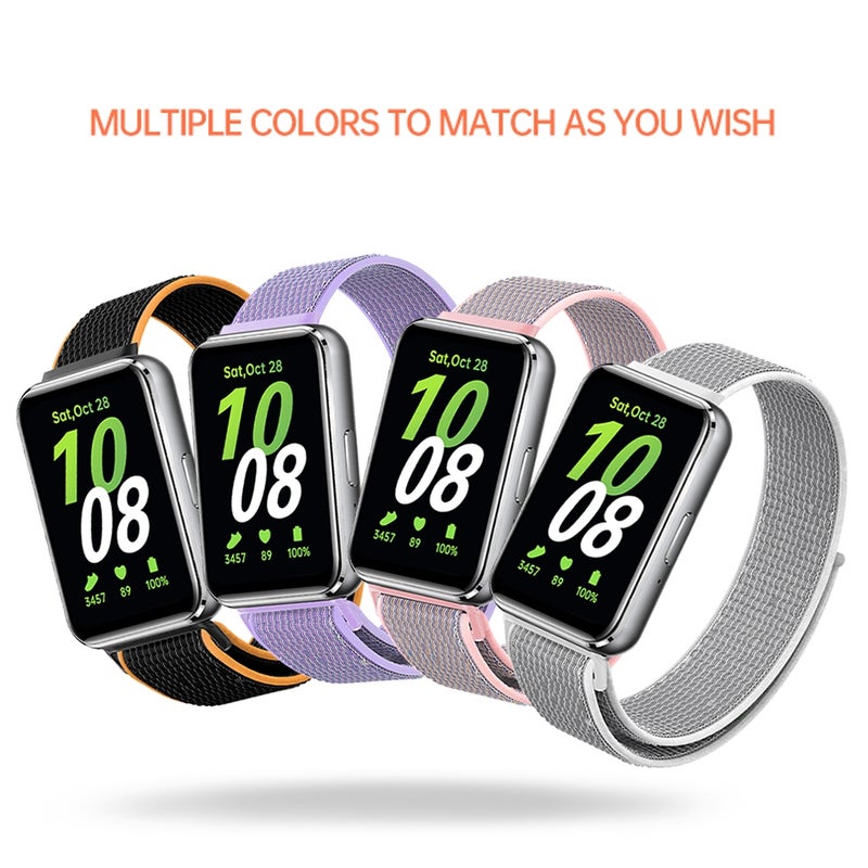 سوار ساعة سامسونج جالاكسي فيت 3 من النايلون المنسوج (أسود) - Image 5