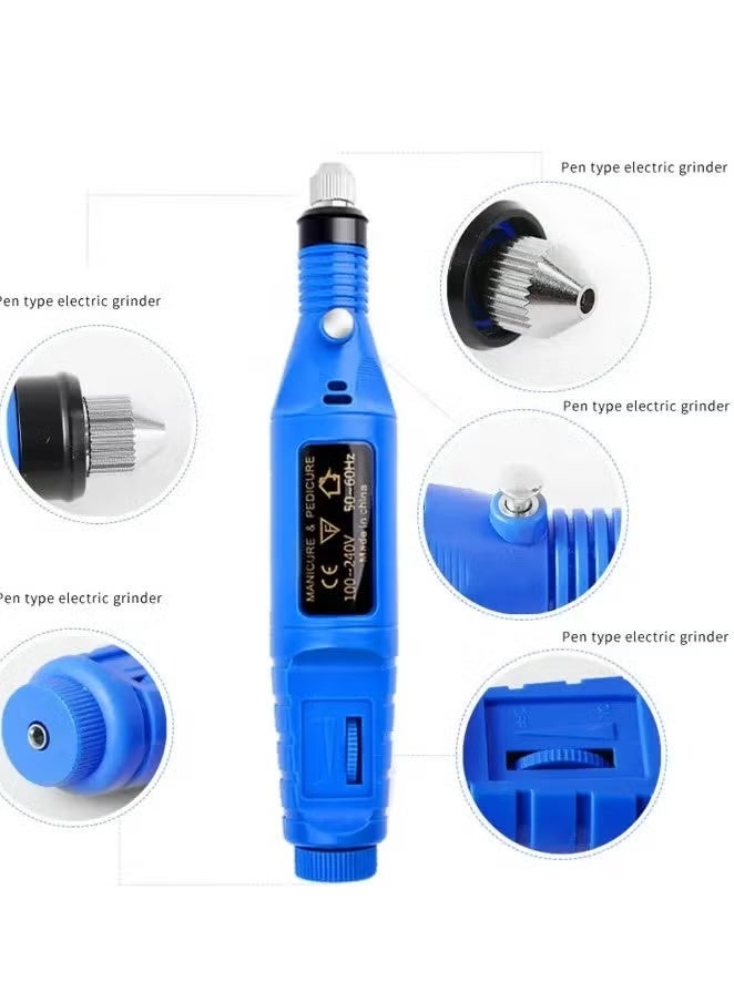 Electric Nail Drill,Professional Portable Nail File Kit,With Nail Drill Bits,Sanding Bands for Acrylic Gel Nails,Salon or Home Use,Blue - Image 4