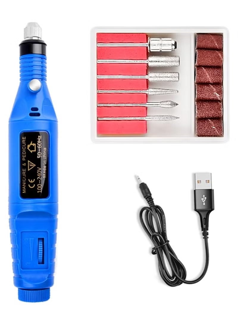 Electric Nail Drill,Professional Portable Nail File Kit,With Nail Drill Bits,Sanding Bands for Acrylic Gel Nails,Salon or Home Use,Blue - Image 2