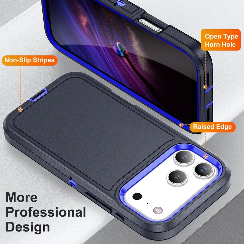 إيروريكس جراب هاتف مقاوم للماء والصدمات لهاتف iPhone 17 Pro Max (أزرق داكن + أزرق ملكي) - Image 3