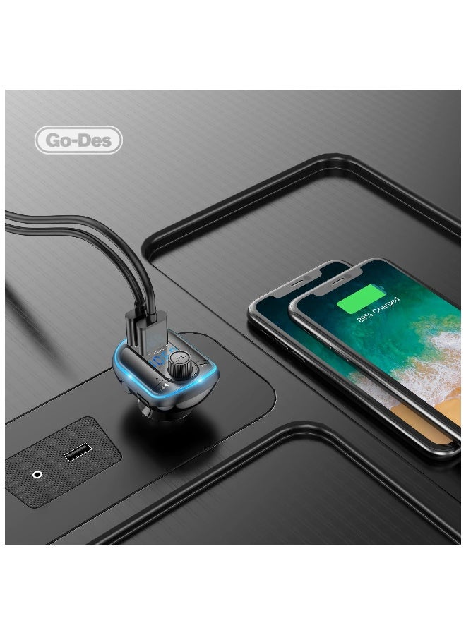 Go-Des BT-36 Fm Transmitter Bluetooth Wireless Hands-free Radio Mp3 Car Player With Blue Atmosphere Light - Image 3