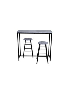 DANUBE HOME Ayla 3 Piece Rectangular Dining Bar Set Sturdy Kitchen Dining Table With 2 Dining Chairs 1+2 Seater Modern Design Furniture for Home Dining Room White  - Image 3