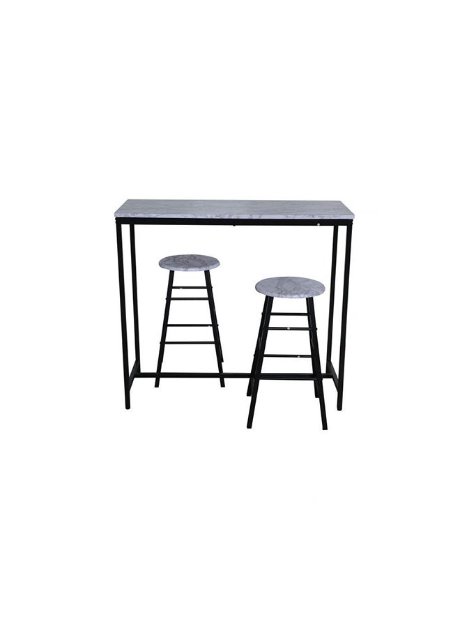 DANUBE HOME Ayla 3 Piece Rectangular Dining Bar Set Sturdy Kitchen Dining Table With 2 Dining Chairs 1+2 Seater Modern Design Furniture for Home Dining Room White  - Image 3