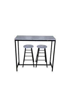 DANUBE HOME Ayla 3 Piece Rectangular Dining Bar Set Sturdy Kitchen Dining Table With 2 Dining Chairs 1+2 Seater Modern Design Furniture for Home Dining Room White  - Image 1