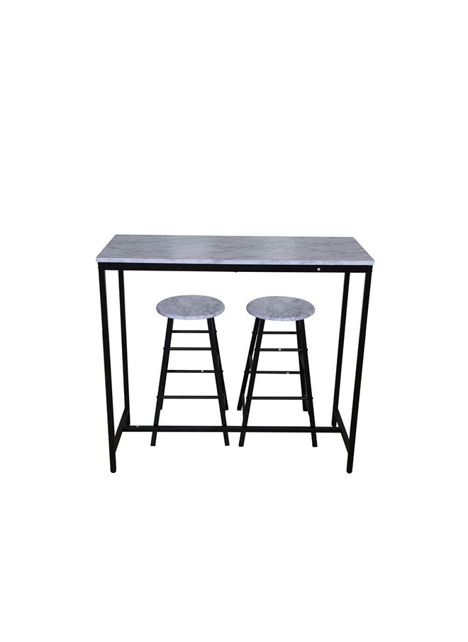 DANUBE HOME Ayla 3 Piece Rectangular Dining Bar Set Sturdy Kitchen Dining Table With 2 Dining Chairs 1+2 Seater Modern Design Furniture for Home Dining Room White  - Image 1