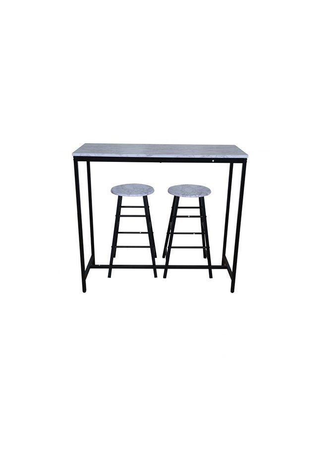 DANUBE HOME Ayla 3 Piece Rectangular Dining Bar Set Sturdy Kitchen Dining Table With 2 Dining Chairs 1+2 Seater Modern Design Furniture for Home Dining Room White  - Image 4