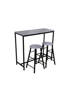 DANUBE HOME Ayla 3 Piece Rectangular Dining Bar Set Sturdy Kitchen Dining Table With 2 Dining Chairs 1+2 Seater Modern Design Furniture for Home Dining Room White  - Image 2
