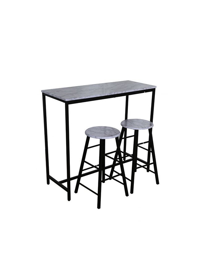 DANUBE HOME Ayla 3 Piece Rectangular Dining Bar Set Sturdy Kitchen Dining Table With 2 Dining Chairs 1+2 Seater Modern Design Furniture for Home Dining Room White  - Image 2
