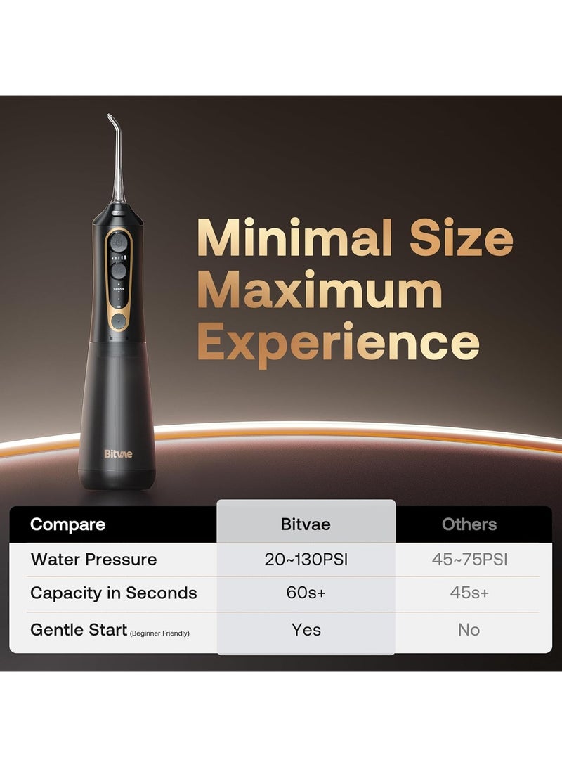 Bitvae C6 Water Dental Flosser Teeth Pick, Cordless Flosser for Travel with 6 Jet Tips, 3 Modes 5 intensities, IPX7 Waterproof Portable & Rechargeable Oral Irrigator Cleaner, Black - Image 3