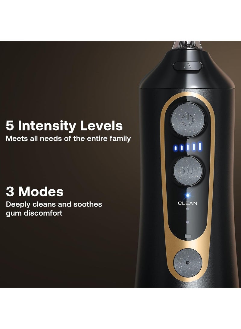 Bitvae C6 Water Dental Flosser Teeth Pick, Cordless Flosser for Travel with 6 Jet Tips, 3 Modes 5 intensities, IPX7 Waterproof Portable & Rechargeable Oral Irrigator Cleaner, Black - Image 4