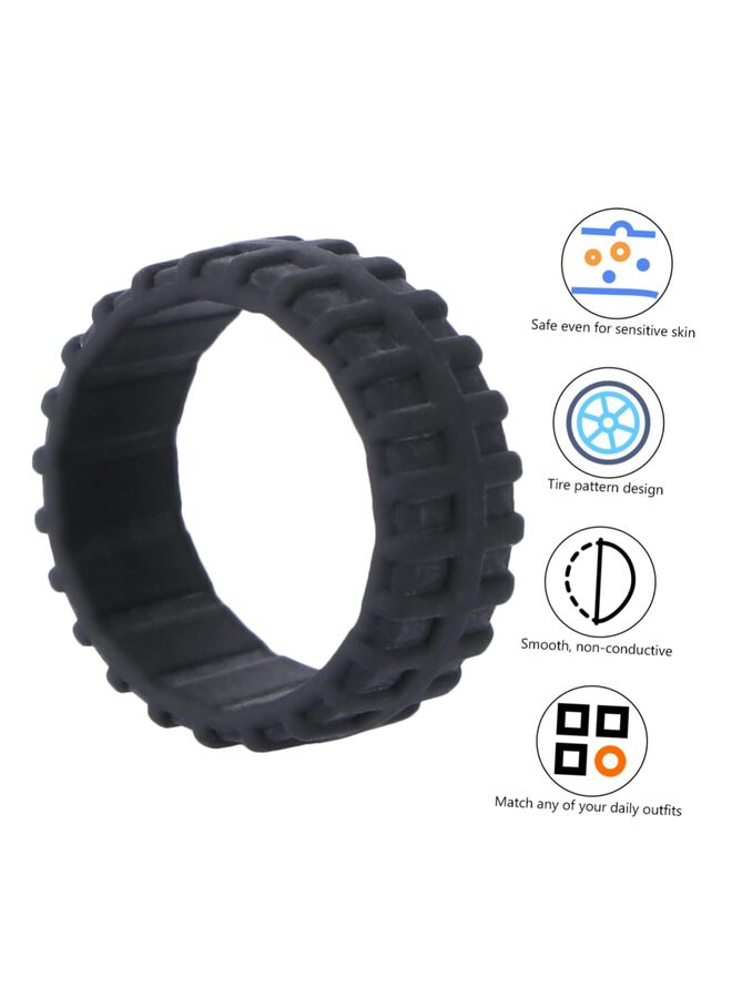 Mens 8.7mm Wide Tire Pattern Silicone Wedding Band 10pcs set Black Brown Camo Blue Rubber Rings(10) - Image 3