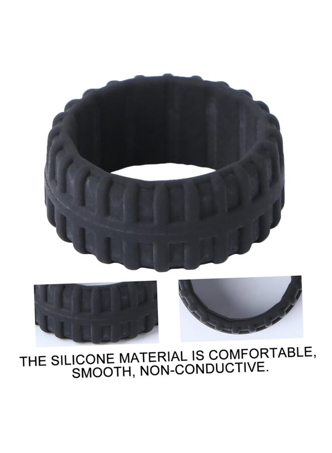 Mens 8.7mm Wide Tire Pattern Silicone Wedding Band 10pcs set Black Brown Camo Blue Rubber Rings(10) - Image 4