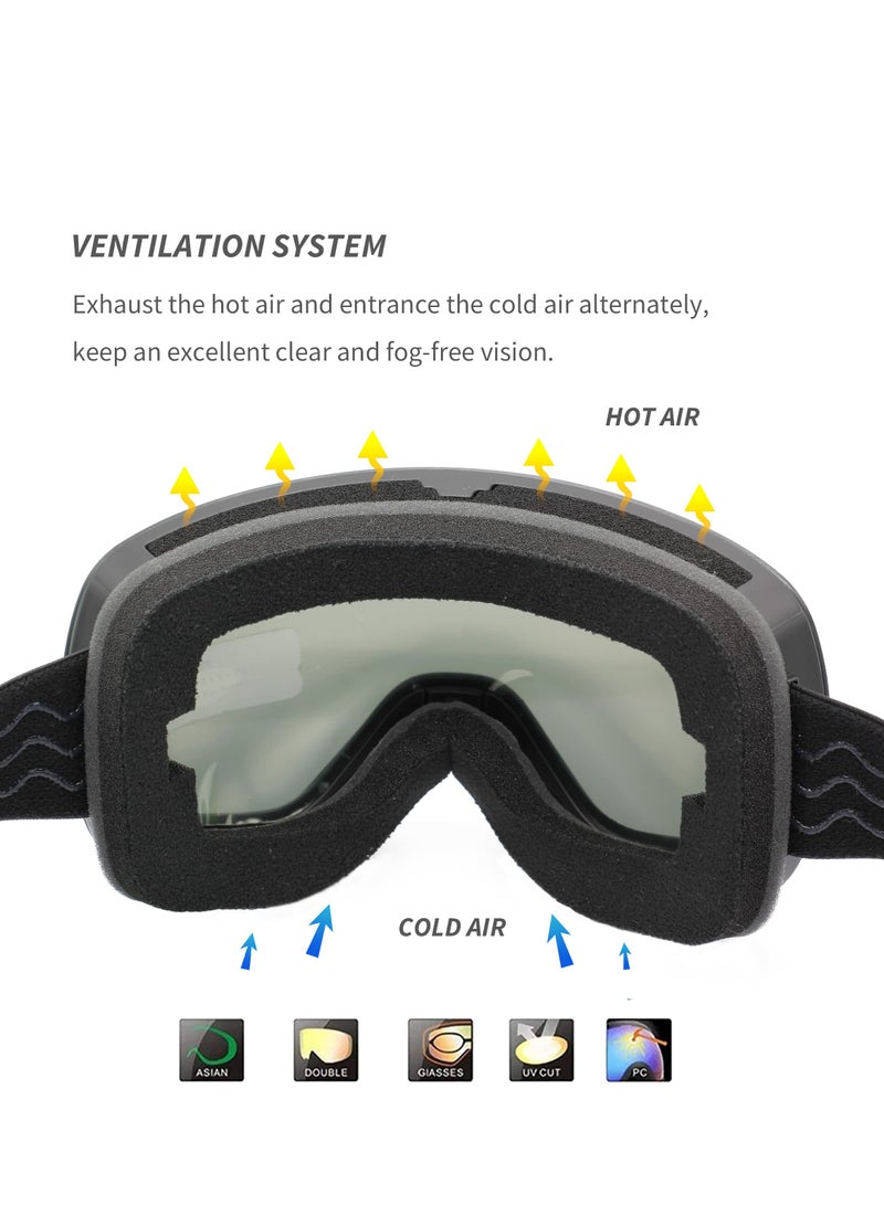 Generic Ski Goggles Snowboard Glasses, OTG Framless Anti-Fog Spherical Interchangeable Lens 100% UV 400 Protection, Foam Anti-Scratch Dustproof for Men Women Youth Adult - Image 3