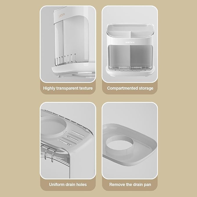 NowExp Plastic Spoon Knife and Fork Organizer for the Kitchen with MultiCompartment Cutlery Storage Holder and Drain Tray Multicolor - Image 5