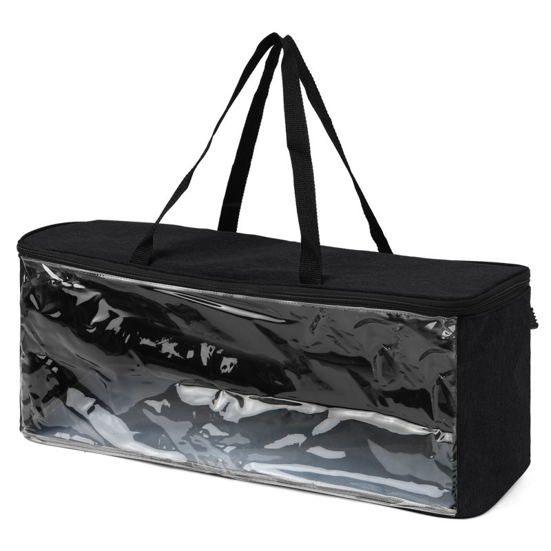Baseball Cap Storage Bag: 21.3 X 6.3 X 7.9 Inches Black PVC Material - Durable Watertight Easy Cleaning, Transparent Window Zipper Closure for Home Organization - Image 1