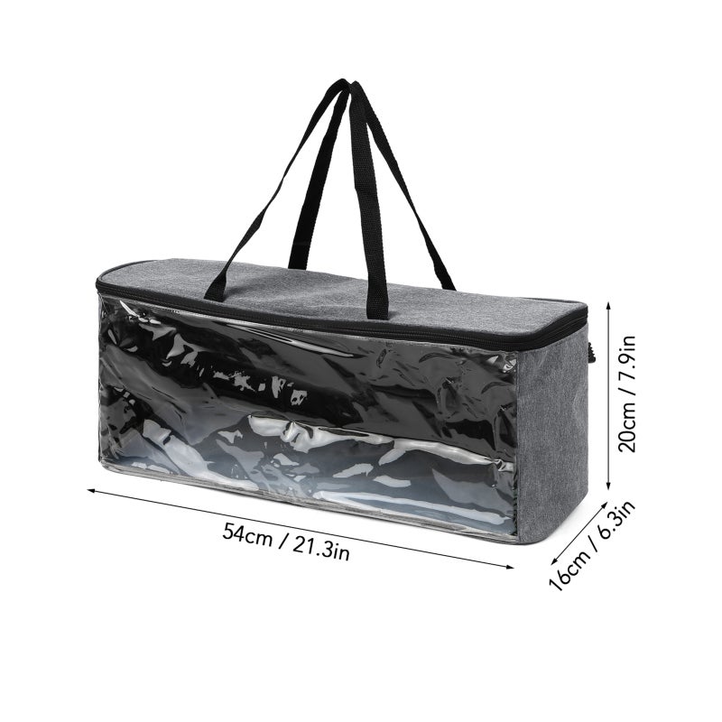 Baseball Cap Storage Bag: 21.3 X 6.3 X 7.9 Inches Black PVC Material - Durable Watertight Easy Cleaning, Transparent Window Zipper Closure for Home Organization - Image 3