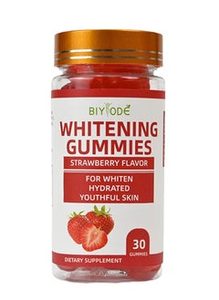 BIYODE Whitening Gummies 30 Gummies, for Whiten Hydrated Youthful Skin, Achieve Glowing Skin, Makes Whitening Complexion, Moisturises Skin, Removes Acne Marksand Dark Spots, Strawberry Flavor  - Image 1
