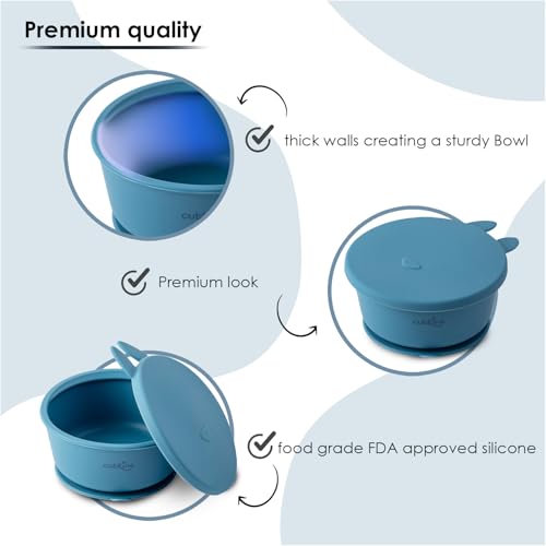 CUBKINS Silicone Suction Bowl, Adjustable Bib with Early Feeding Bendable Spoon for Feeding Babies | BPA Free, Washable and Reusable Bowl & Bib for Kids, Toddlers (Raspberry) - Image 4