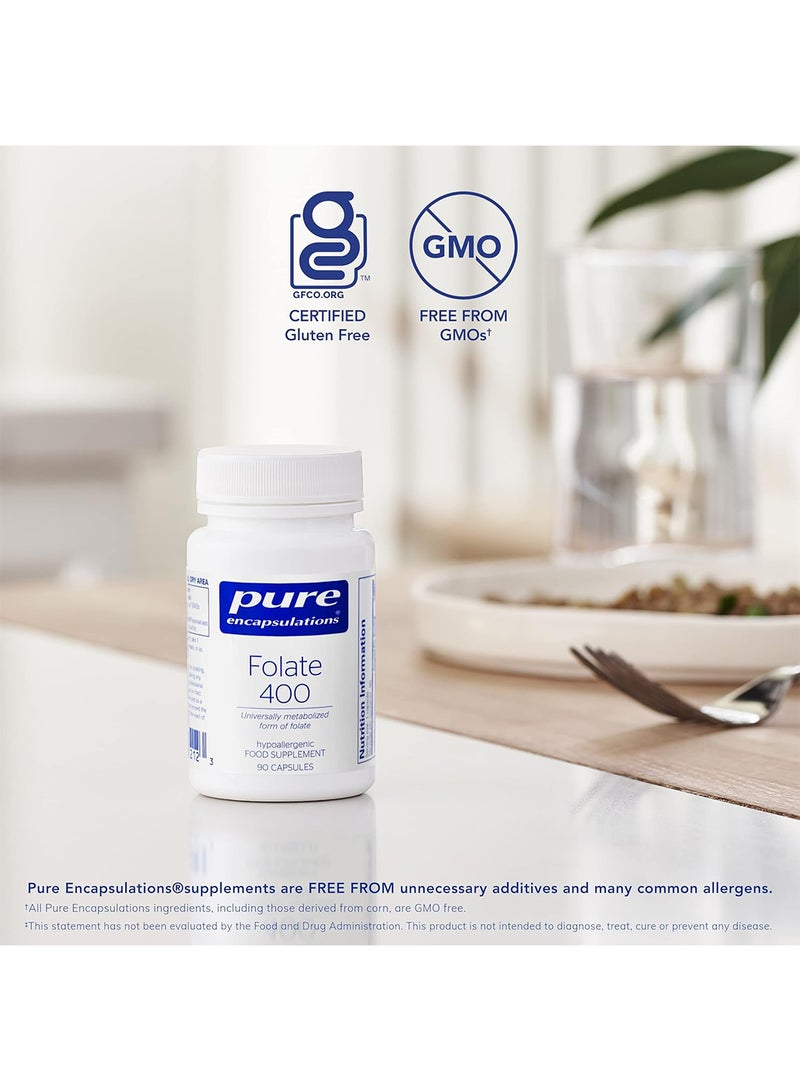 Pure Encapsulations Folate 400 Universally Metabolized Form Of Folate 90 Capsules - Image 4