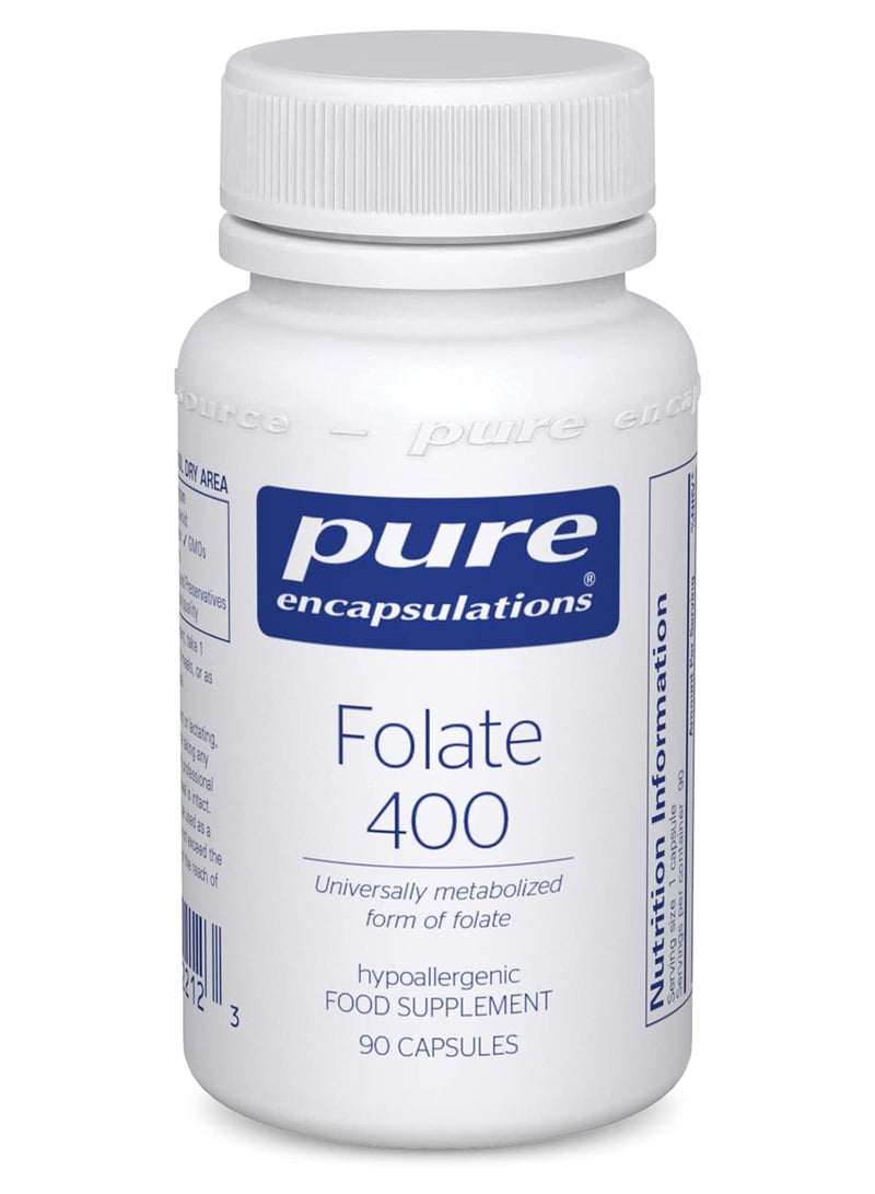 Pure Encapsulations Folate 400 Universally Metabolized Form Of Folate 90 Capsules - Image 1