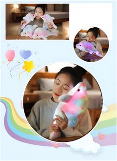 Tickles Tickles Rainbow Dolphin Soft Stuffed Plush Toy Cum Pillow Sea Animal for Kids Boys & Girls Birthday Gifts (Color: Multicolor Size: 35 cm)  - Image 4