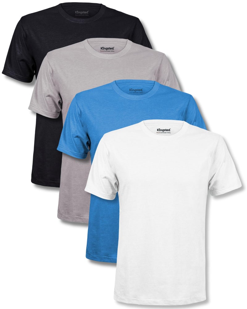Kingsted Mens TShirts Pack Royally Comfortable Super Soft Cotton Blend Short Sleeve Tagless Crewneck Plain Colored Classic Tees Everyday Pack Large