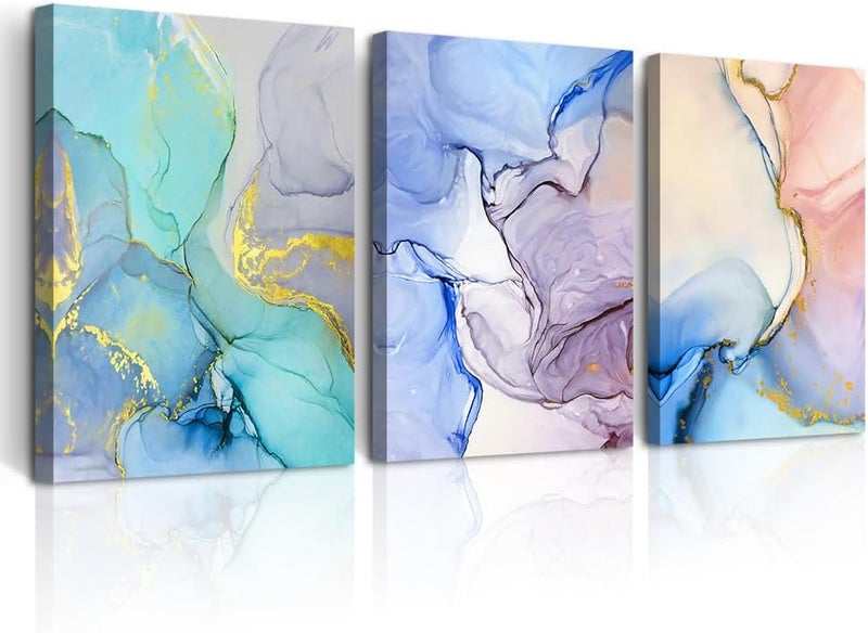 DZRWUBHS Abstract Canvas Wall Art For Living Room Modern Wall Decor For Bedroom Office Decorations Colorful Color Abstract Wall Paintings Inspirational Pictures Artwork Home Decor 12x16 3 Pieces - Image 1