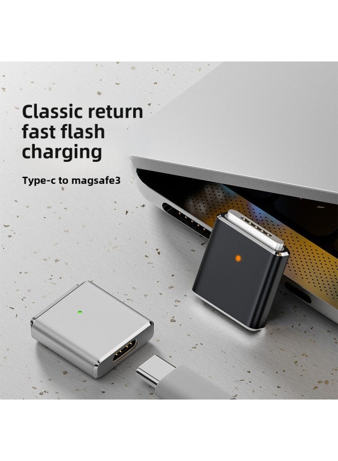Type-c To Magsafe3 Suitable For Apple Notebook MacBookPro Air Magnetic Adapter-Color:Zinc Alloy AP3 Adapter White  - Image 2