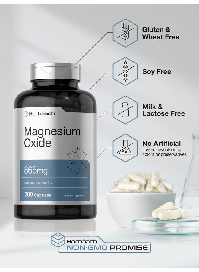 Horbaach Horbäach Magnesium Oxide 865 mg | 200 Capsules | Non-GMO and Gluten Free Supplement  - Image 5
