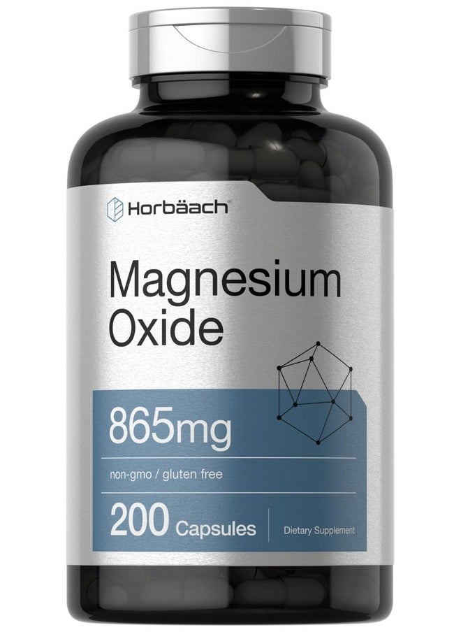 Horbaach Horbäach Magnesium Oxide 865 mg | 200 Capsules | Non-GMO and Gluten Free Supplement  - Image 1