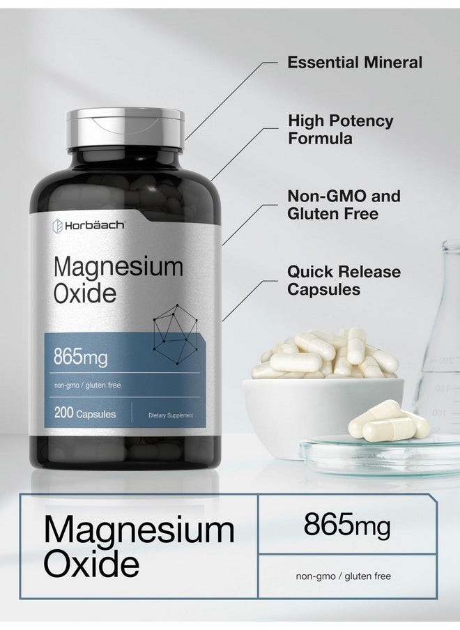 Horbaach Horbäach Magnesium Oxide 865 mg | 200 Capsules | Non-GMO and Gluten Free Supplement  - Image 4