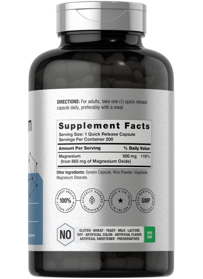 Horbaach Horbäach Magnesium Oxide 865 mg | 200 Capsules | Non-GMO and Gluten Free Supplement  - Image 2