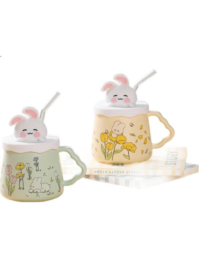 Pakchoice Ceramic Mark Cup With Lid High-Value Cup Women'S Day Birthday Gift Girlfriends Gift Office Straw Cup - Image 1