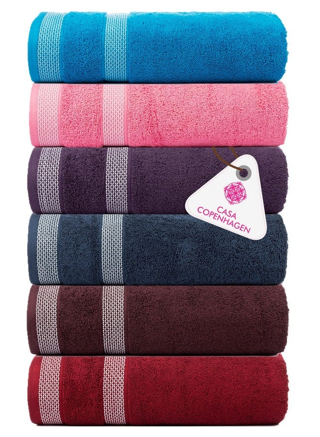 CASA COPENHAGEN Casa Copenhagen - 25.12 Egyptian Cotton Solitaire 6pcs Hand Towel (40 X 60 cm) Colour :Bluebird, ItalianPlum, Rum, Dutch,BeetRed, Pink  - Image 1
