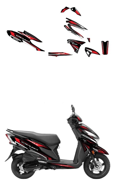 Grayfixx Crimson Edition Full Body Graphics for Grazia 125 Bs4 | Made in Premium Gloss Vinyl with FPF (Fade Protection Film), Waterproof, Precut Sticker, Pack of 1 for Both Side - Image 4